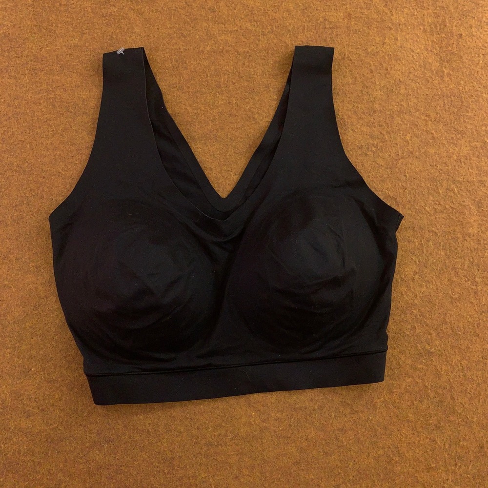 Floatley Womens 2XL Black Seamless Wireless V-Neck Comfort Bralette Bra New